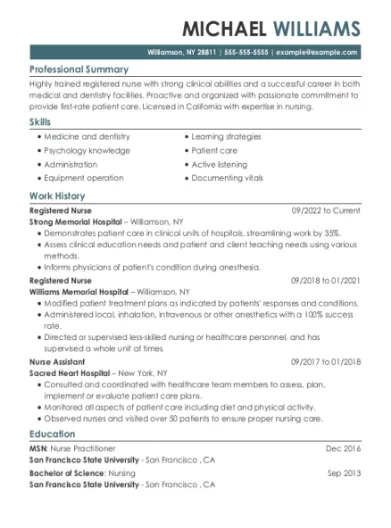 Classic resume Empire template with colored contact information bar in header.