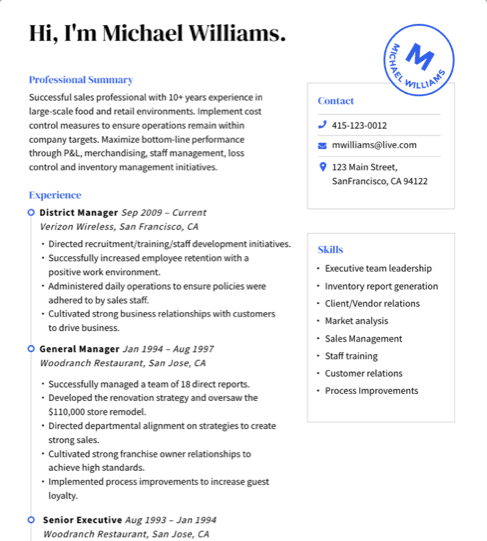 Resume Builder Greetings resume example.