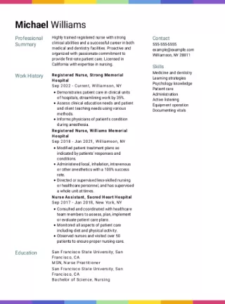 Modern resume builder Flapjack template with rainbow borders.