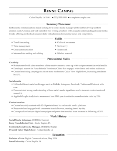 college student resume example