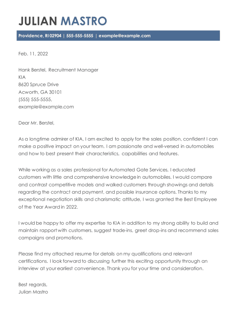The Best Sales Cover Letter Examples In 2024