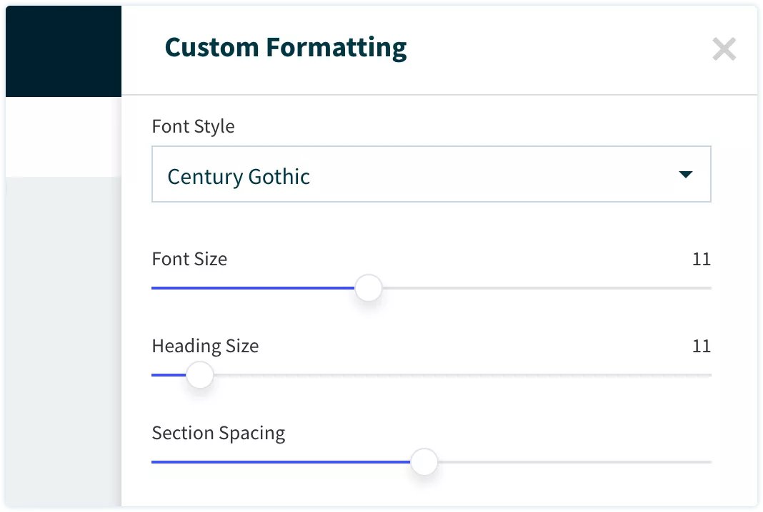 Custom formatting selection