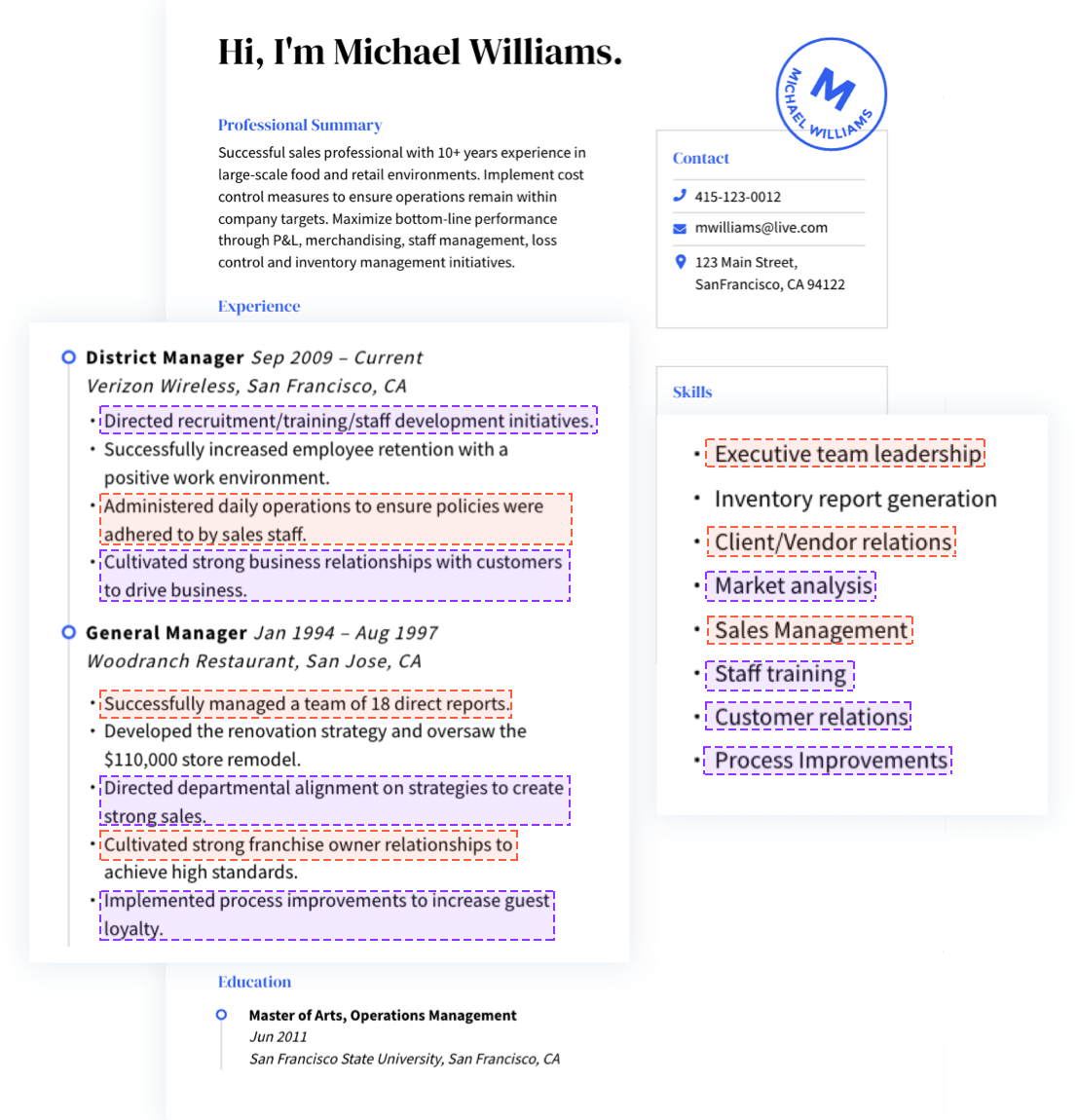 resume job descriptions