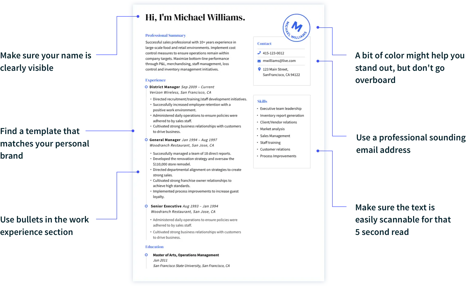 Resume layout design