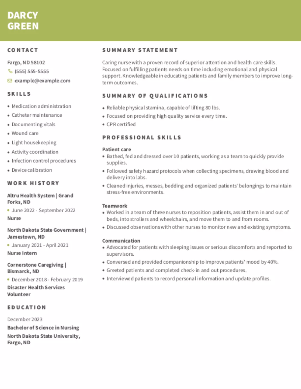 Nurse Functional Resume