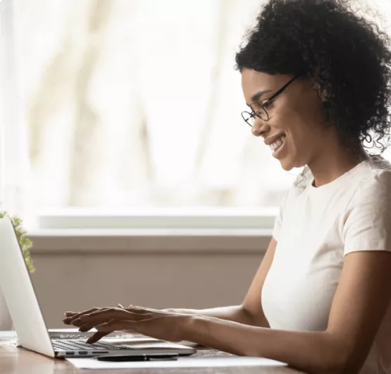 Professional using a resume example with the right words.