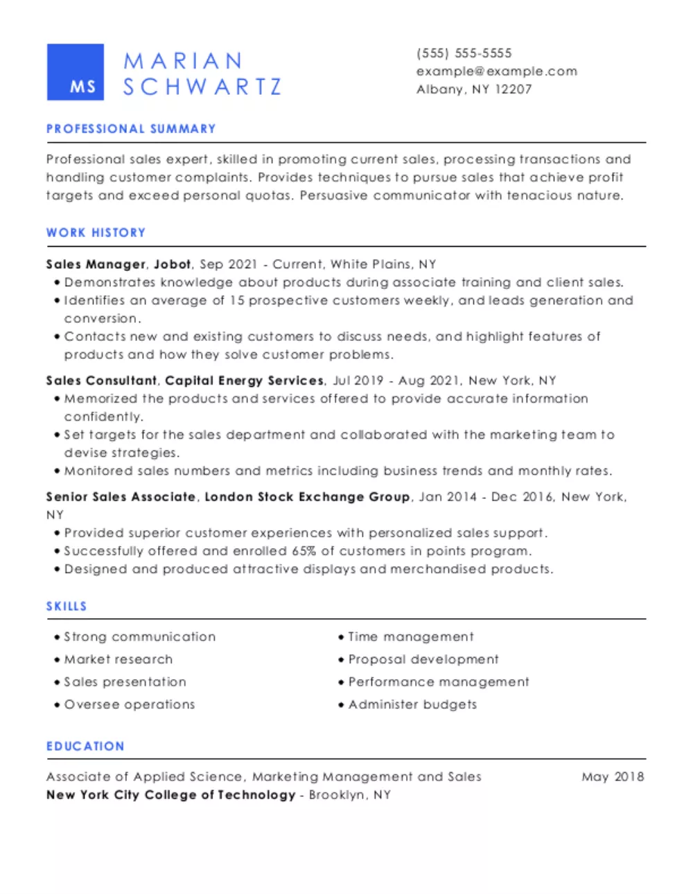 Sales Chronological Resume