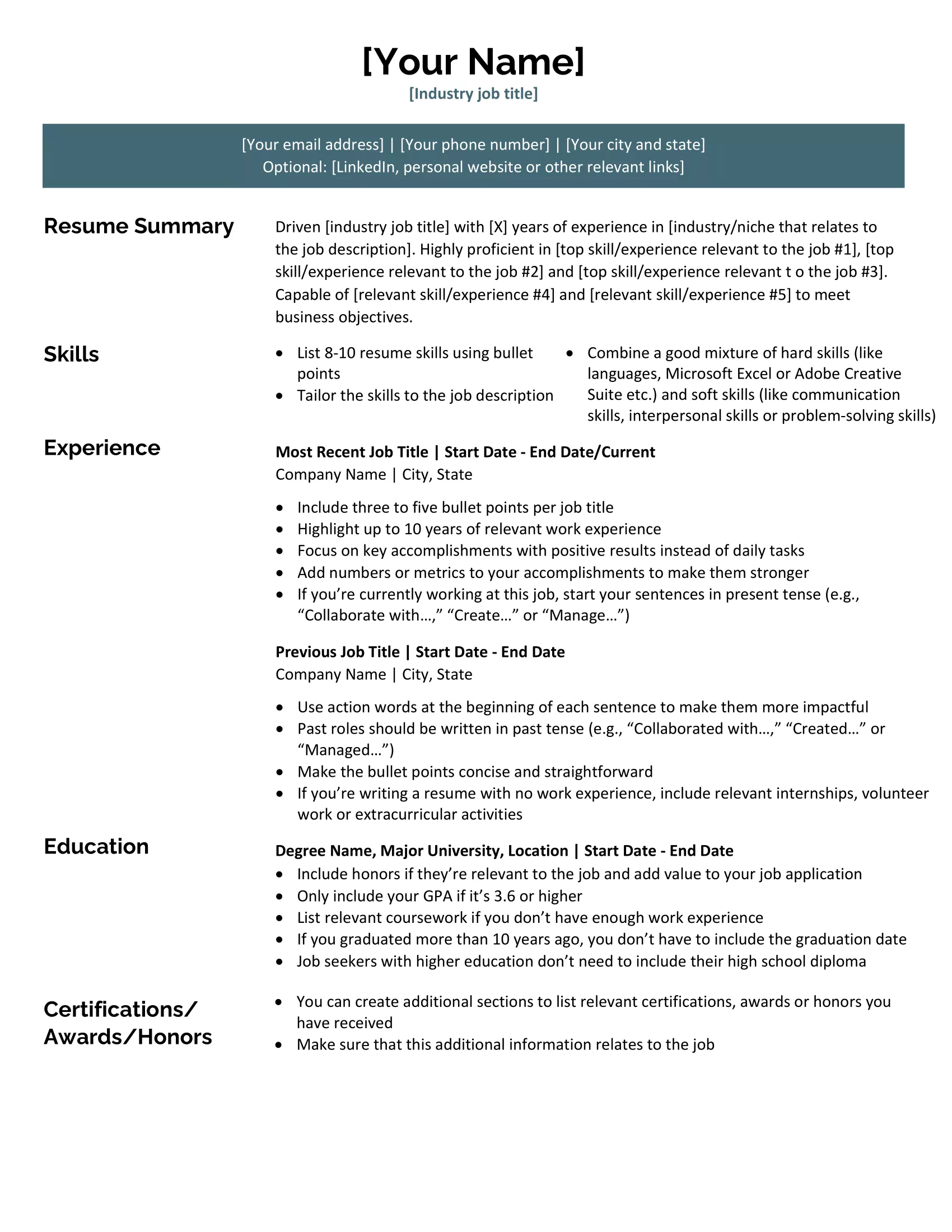 Felicity Resume Template