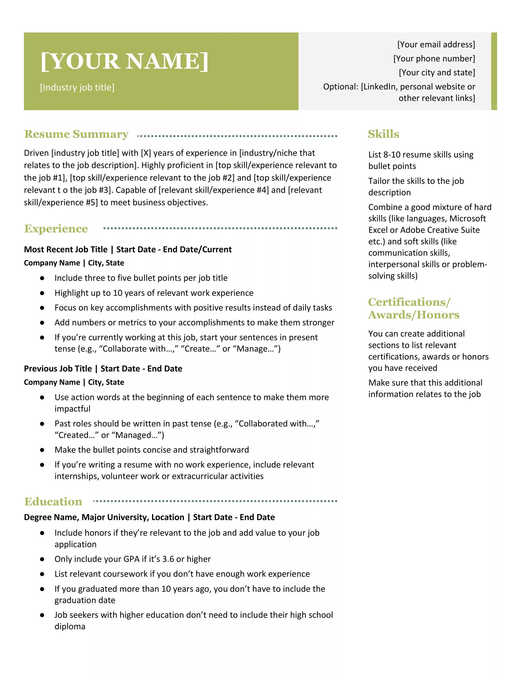 Pristine Resume Template