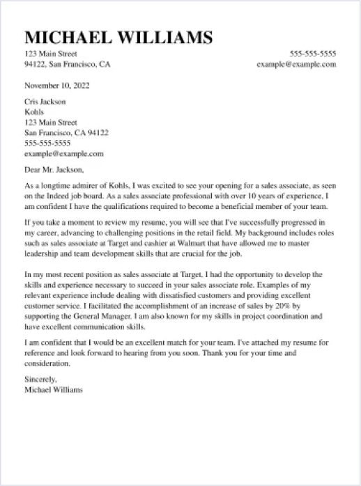 Black classic cover letter