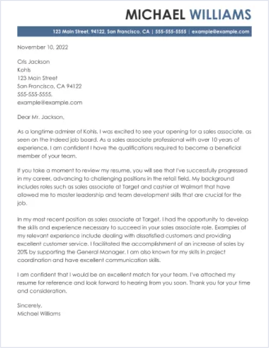 Modern cover letter template