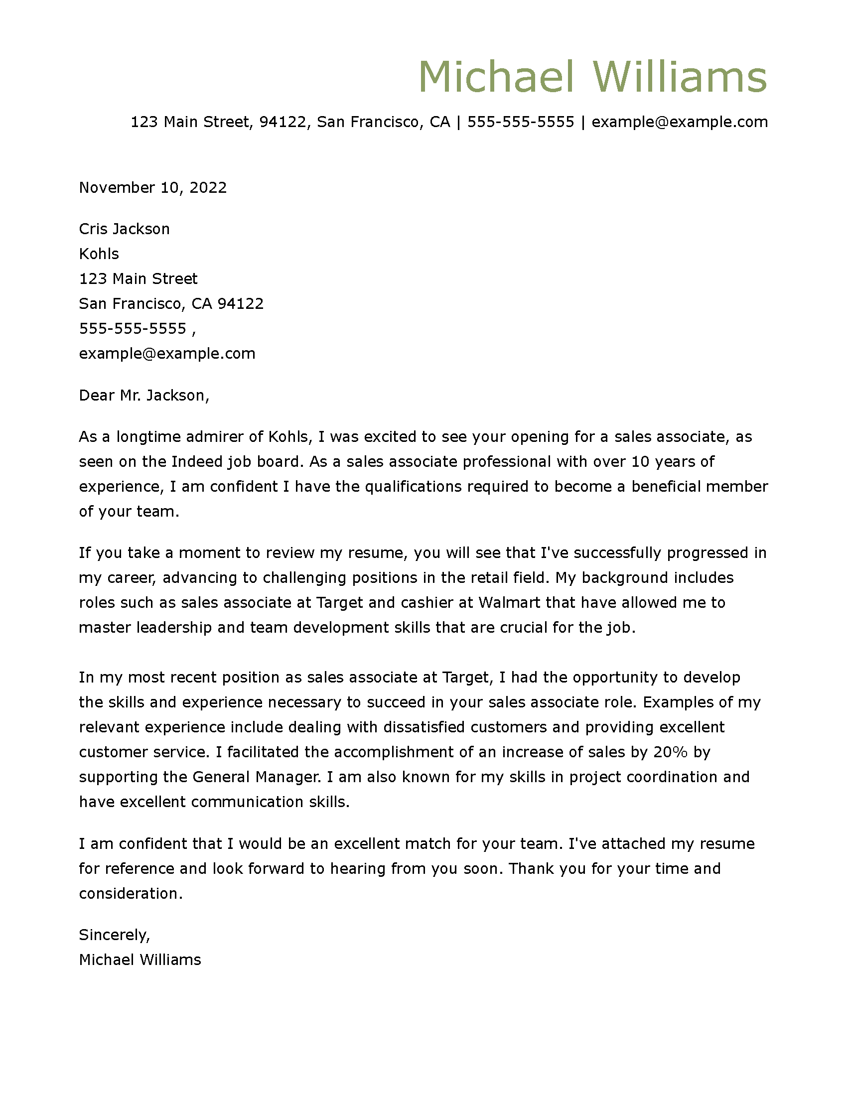 Cover Letter Template Metropolitan