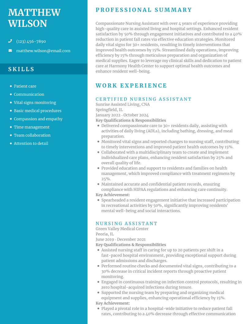 Nursing resume example
