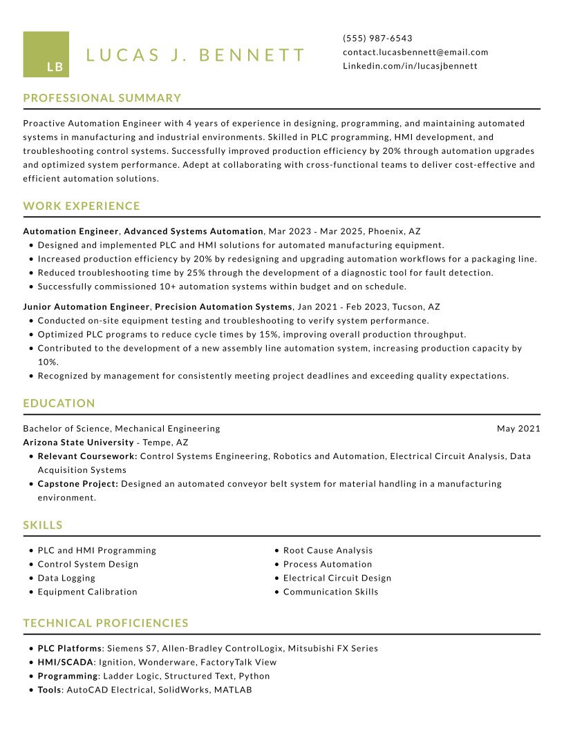 Chronological resume example