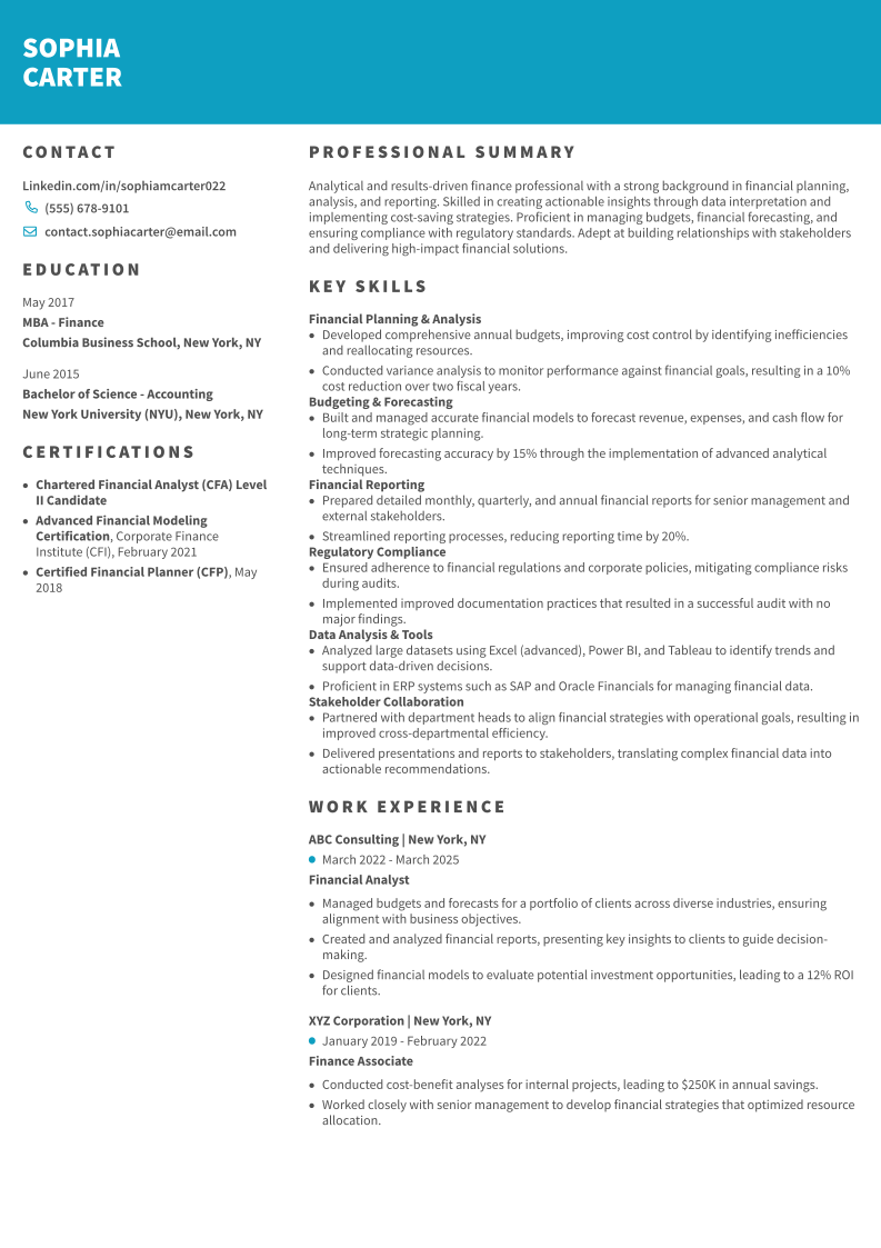 Functional resume example